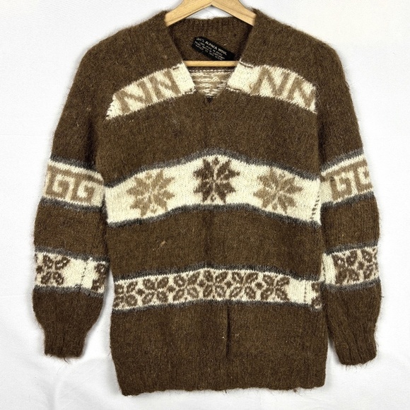 100% Alpaca Wool Women's Pullover Sweater Sz S/M Hand Made in Peru Boho Hippie - Picture 1 of 8